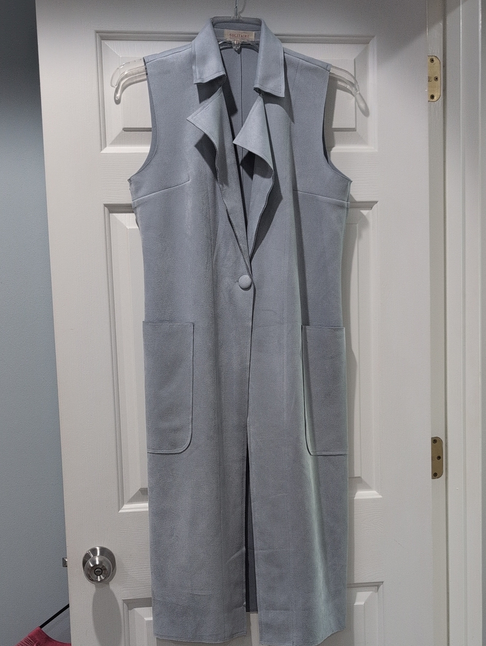 Sleeveless Long Vest with Collar
